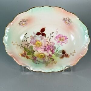 Vintage Schumann Arzberg Germany 
Wild Rose Gilded Porcelain Serving Bowl